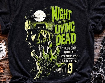 Camiseta de La noche de los muertos vivientes, camiseta de terror / camiseta retro con estampado de zombis, ropa vintage de cine independiente, camiseta unisex de culto de 1968.