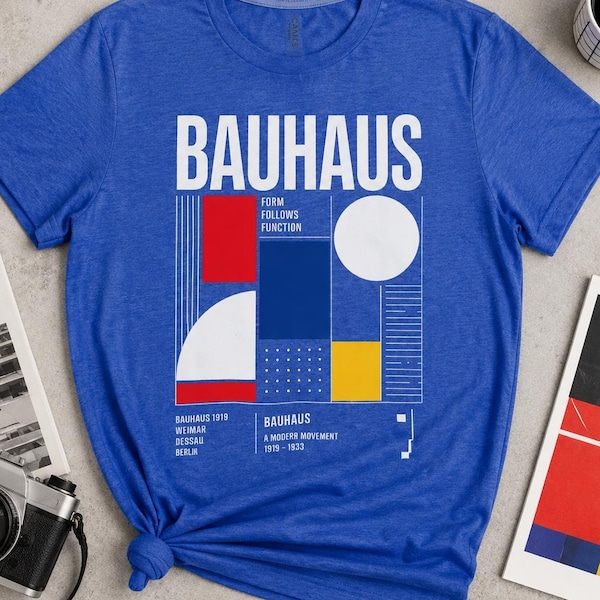 Maglietta Bauhaus / Maglietta "La forma segue la funzione" / Maglietta del movimento artistico tedesco, abbigliamento grafico geometrico retrò, regalo minimalista per architetti