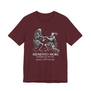 Memento Mori Shirt, Danse Macabre Book Tee | Dark Academic Graphic T-Shirt, Gothic Horror Apparel, Hans Holbein Woodcut Skeleton Top image 4