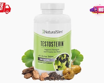 NaturalSlim Testosterin Men's Vitality Supplement | Ginkgo Biloba Capsules (180 Count)