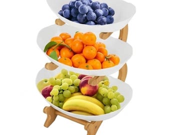 Soporte de madera artesanal para frutero - Organizador de cocina de varios niveles para aperitivos y dulces
