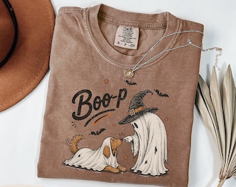 Camiseta retro de perro fantasma de Comfort Colors®, camiseta divertida de Halloween para mamás de perros, camiseta vintage espeluznante para amantes de las mascotas.