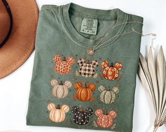 Camiseta bohemia de calabaza de Disney, camiseta de Mickey para otoño, linda camiseta de otoño para Acción de Gracias, camiseta de cosecha estilo cottagecore