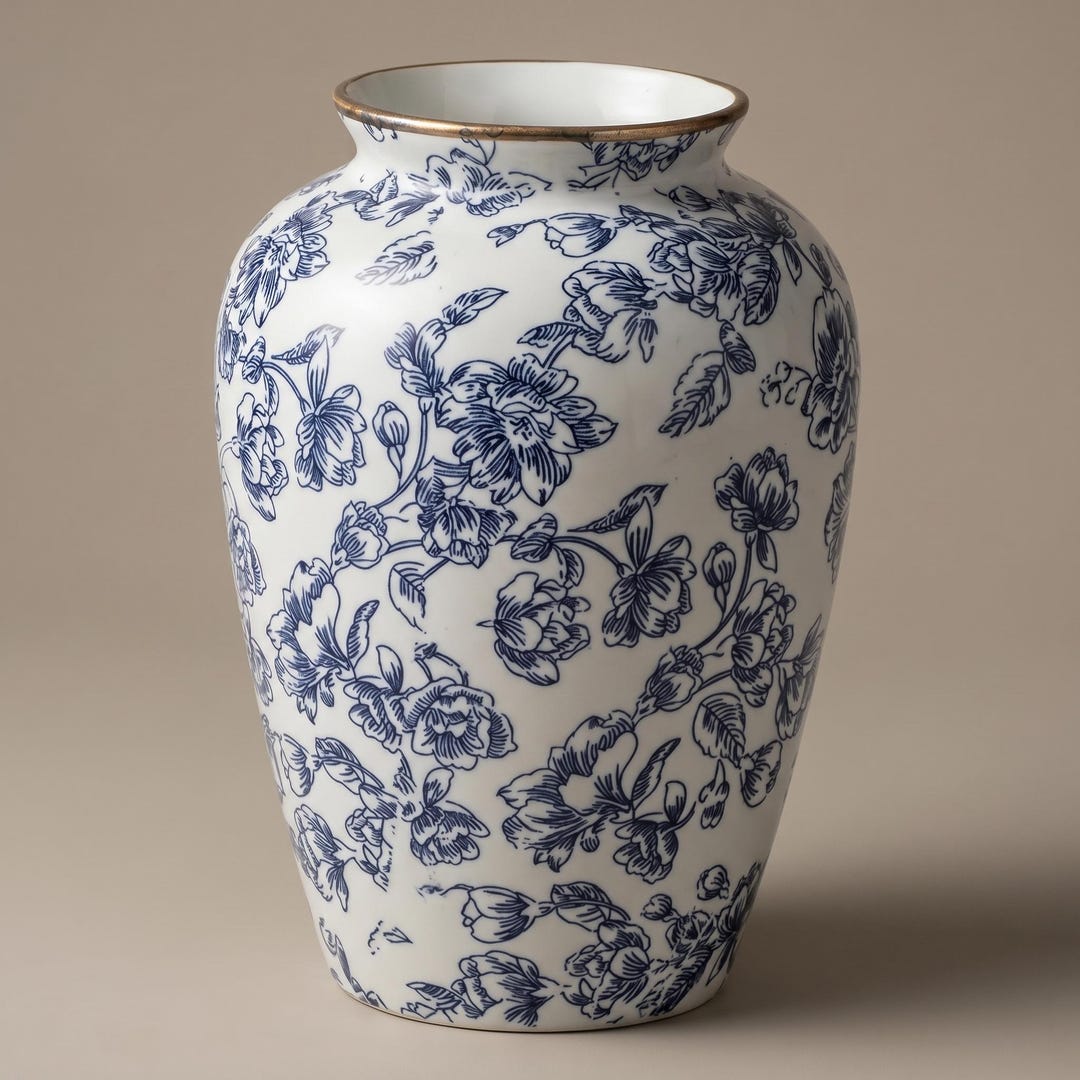 Blue White Chinoiserie Vase | Antique Ceramic Flower Vase | Vintage ...