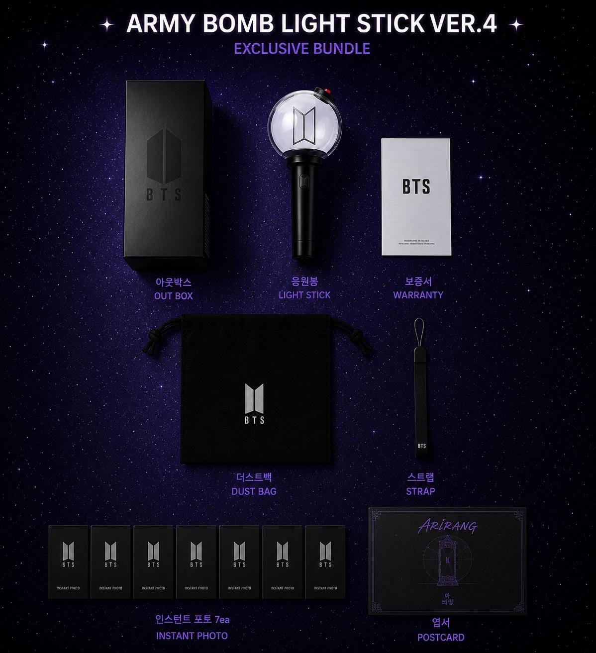 BTS Army Bomb Ver.4 + Cradle Bundle | Handmade Postcard | Fast EMS