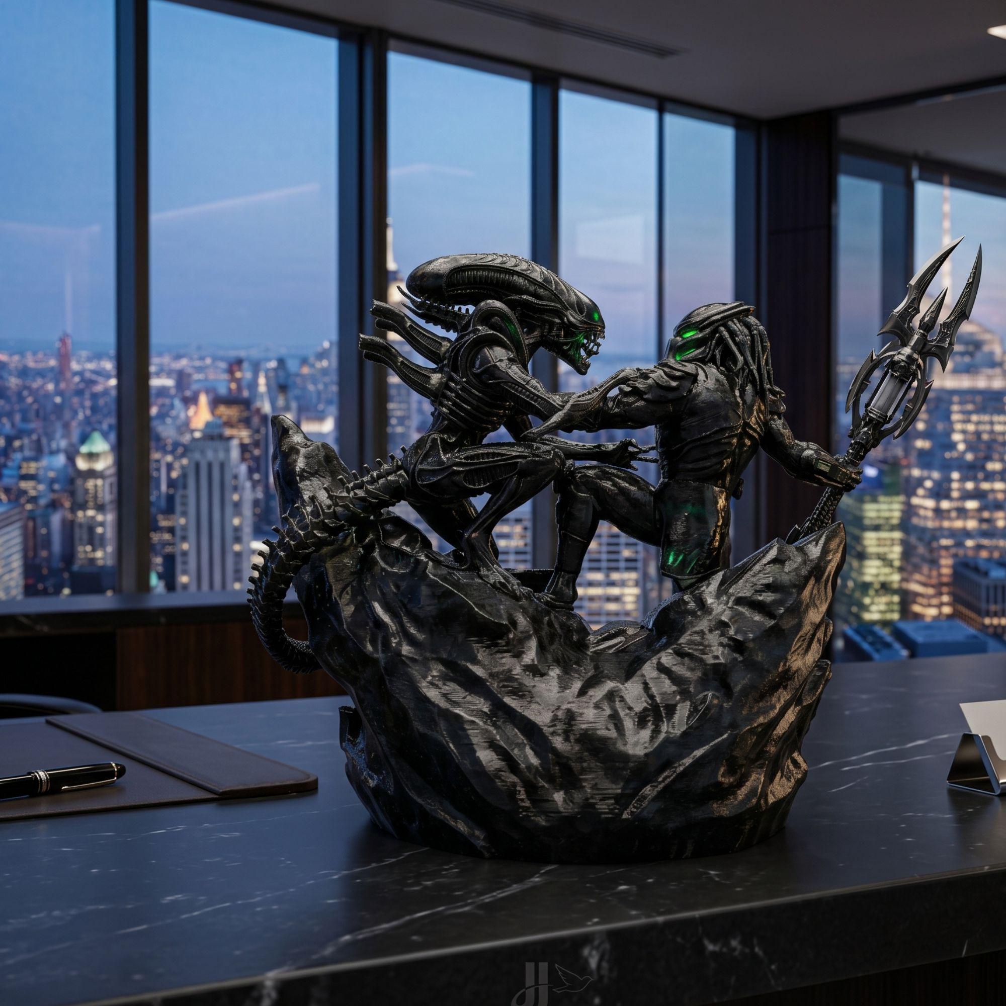 Alien Creature Battle Figurine Sci-fi Desk Statue 3D Printed ...