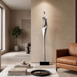 Escultura abstracta de lujo de 76 cm, estatua moderna de resina negra, decoración contemporánea para el hogar, ideal para la entrada, consola, mesa, sala de estar u oficina.