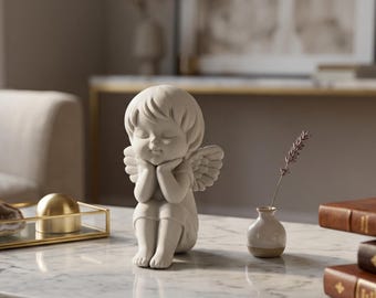 Estatua de ángel decorativa, mini figura de guardián, regalo conmemorativo, regalo de condolencias, decoración para guardería, escultura de ángel blanco, decoración para estante del hogar