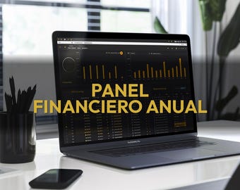 Panel Financiero Anual - Excel Español / Dashboard 12 Meses / Gráficas Automáticas / Google Sheets Descarga Digital