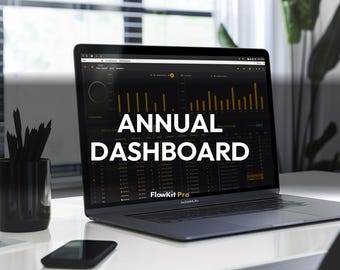 Jahresübersicht Dashboard - Jahresbudget | Jährliche Steuern | 12 Monate Budget Tracker | Reinwerter Rechner | Einnahmen-Ausgaben-Überblick