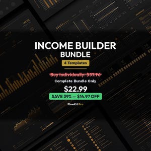Income Builder Bundle - Side Hustle Tracker | Annual Budget Dashboard | Net Worth Tracker | Multiple Income Streams Spreadsheet Bundle