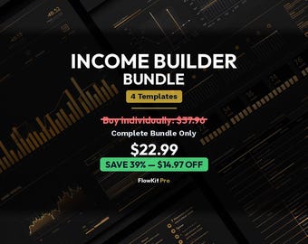 Income Builder Bundle - Side Hustle Tracker | Annual Budget Dashboard | Net Worth Tracker | Multiple Income Streams Spreadsheet Bundle