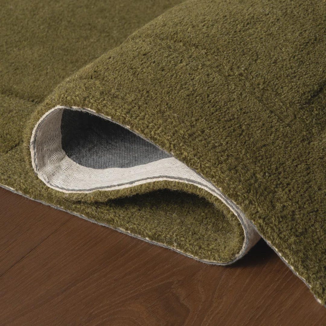 Olive Green Modern Hand Tufted Wool Rug, Minimalist Grid Area Rug ...