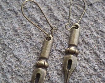 Calligraphy Nib Earrings, Author Novelist Jewelry, Writers Jewelry, Book lover gifts, Great gifts for our writer friends