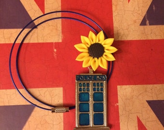 Handmade Doctor Who Jewelry - Doctor Who Necklace - Tardis Amy Pond Jewelry -  Girl Who Waited Necklace - Astrid Van Gogh Sunflower Jewelry