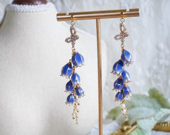 Traubenhyazinthe Blumen Ohrringe | Festliches Geschenk | Schmuck aus Resin | Nischendesign | Leichtes Luxusgeschenk