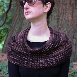 chunky cowl shawl in brown