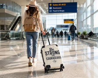 Be Strong and Courageous Suitcase | Inspirational Travel Luggage