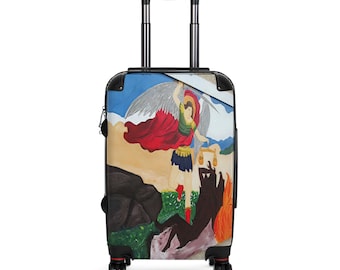 Saint Michael Archangel illustration Suitcase | Faith-themed carry-on luggage