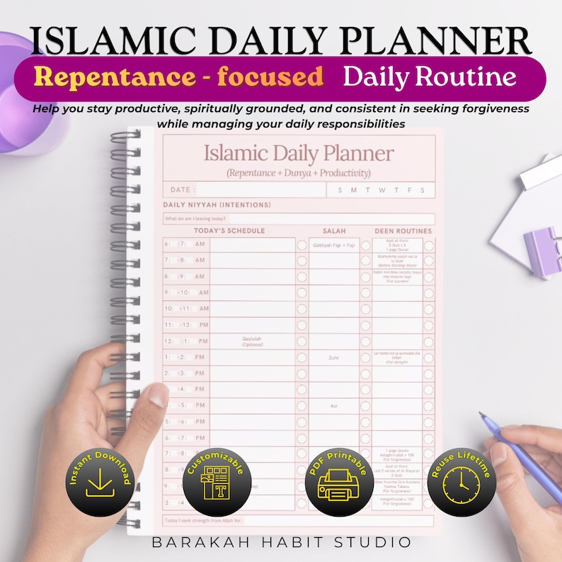 Islamic Daily Planner | Repentance & Productivity Tracker | Faith-based ...