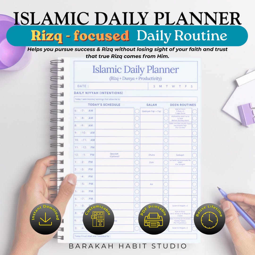 Islamic Daily Planner | Rizq, Productivity, Salah Tracker (PDF Download ...