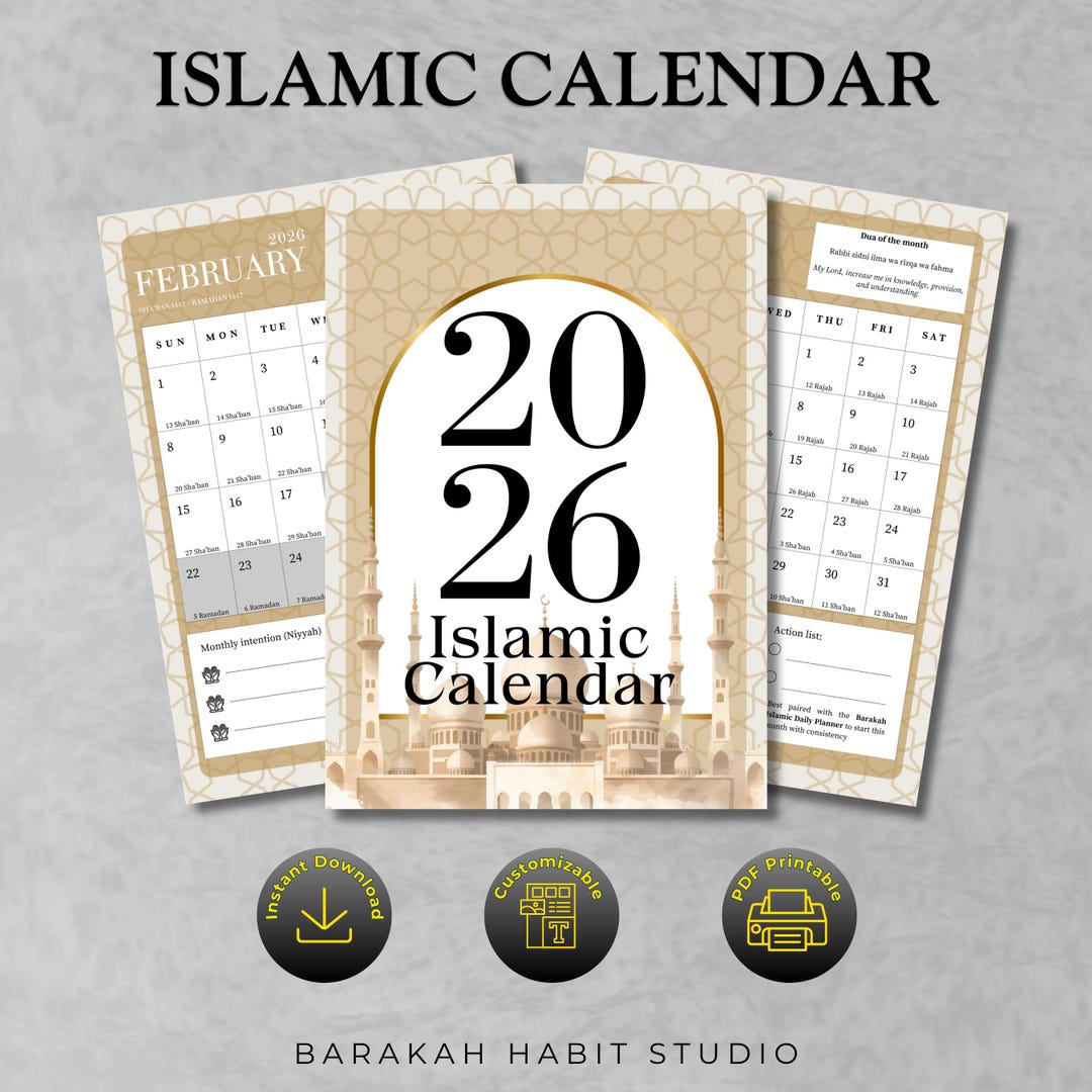 Islamic Calendar 2026 Planner: Hijri Gregorian Monthly (digital ...