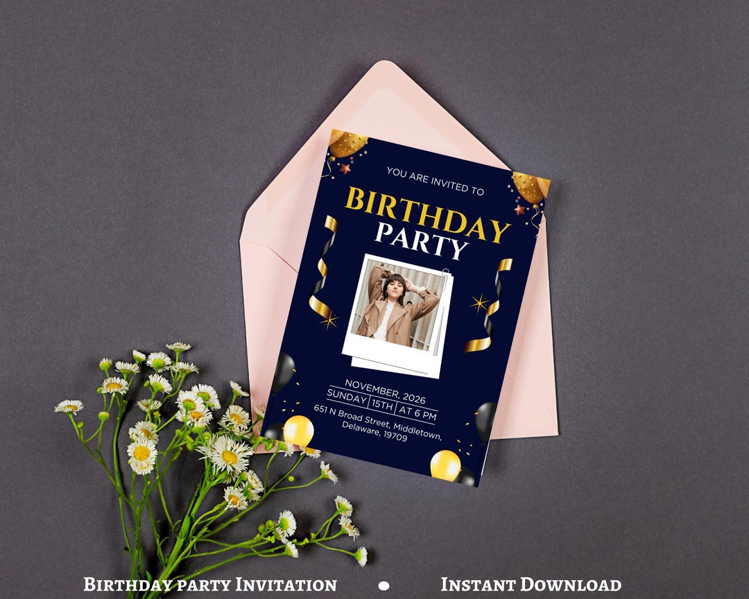 Editable Printable Elegant Birthday Invitation Template | Custom DIY ...