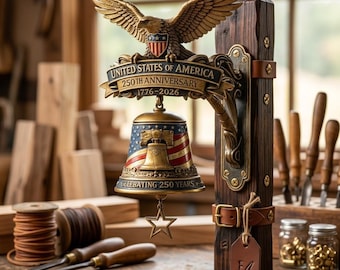 Campana conmemorativa del 250 aniversario de EE. UU. (1776-2026), decoración de la Campana de la Libertad con águila patriótica, regalo del 250 aniversario, arte mural del patrimonio estadounidense.