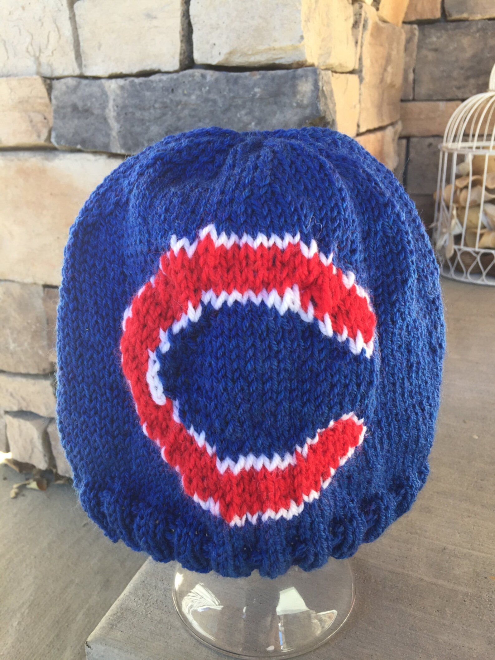 Chicago Cubs Logo Beanie Hat PATTERN Ribbed Brim Intarsia Etsy