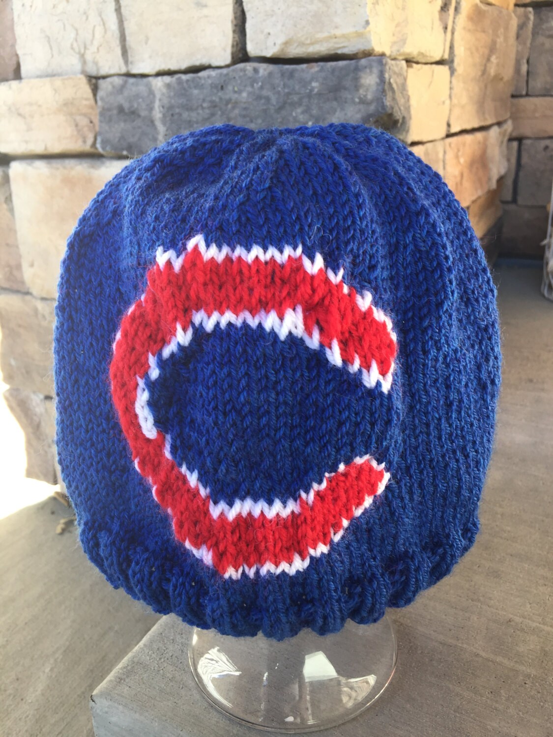 Chicago Cubs Logo Beanie Hat PATTERN Ribbed Brim Intarsia Etsy