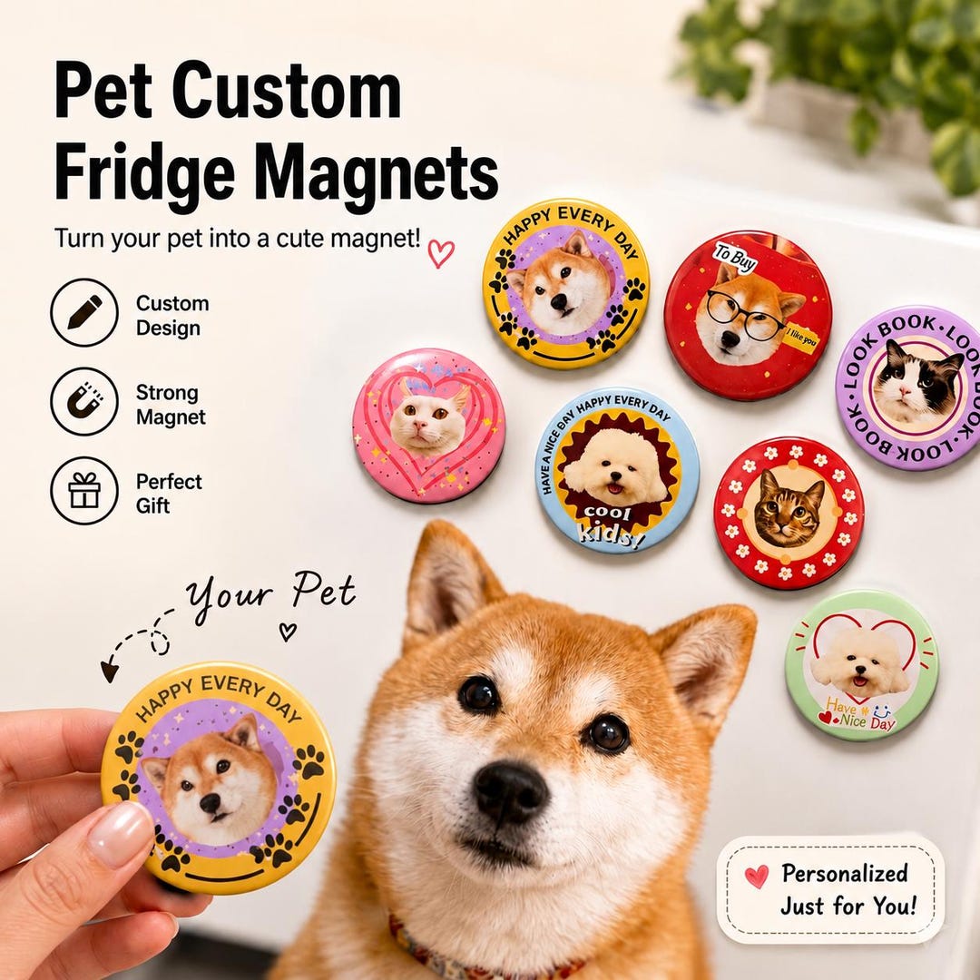 Dog Magnet Display Rack Custom Pet Photo Magnet, Personalized Dog Cat Fridge Magnet ...