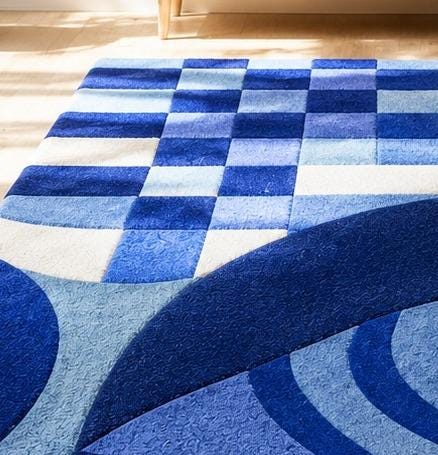 Hand Tufted Navy Blue Abstract Geometric Rug, Retro Mid-century Modern ...