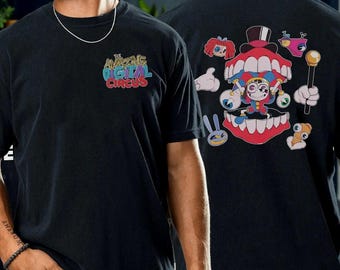 Surreal Circus Inspired Graphic Tee, Trippy Digital Character Style Sweatshirt, Whimsical Cartoon Aesthetic T-shirt