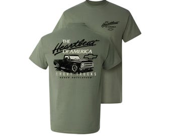 Chevy Trucks Heartbeat of America Graphic T-Shirt: Vintage Cotton Streetwear Top