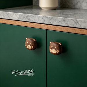 Wood Panda Cabinet Knob, Animal Drawer Handle, Kids Wardrobe Hardware For Boys Girls Room