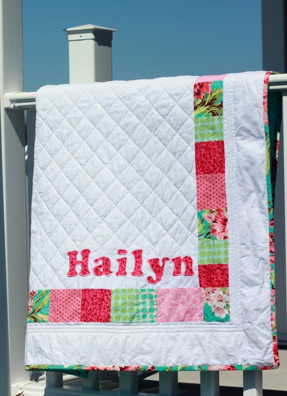 Baby Name Quilt Custom Made Etsy