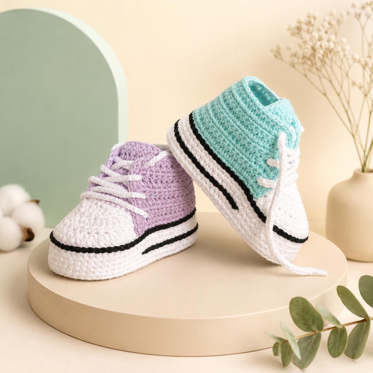 Baby Sneakers Crochet Pattern PDF, Crochet Baby Booties Pattern, High ...