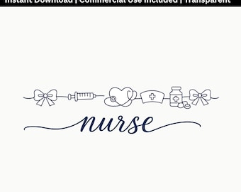 Nurse PNG Design | Medical Line Art Graphic | RN Shirt Sublimation File | Healthcare Gift Download
