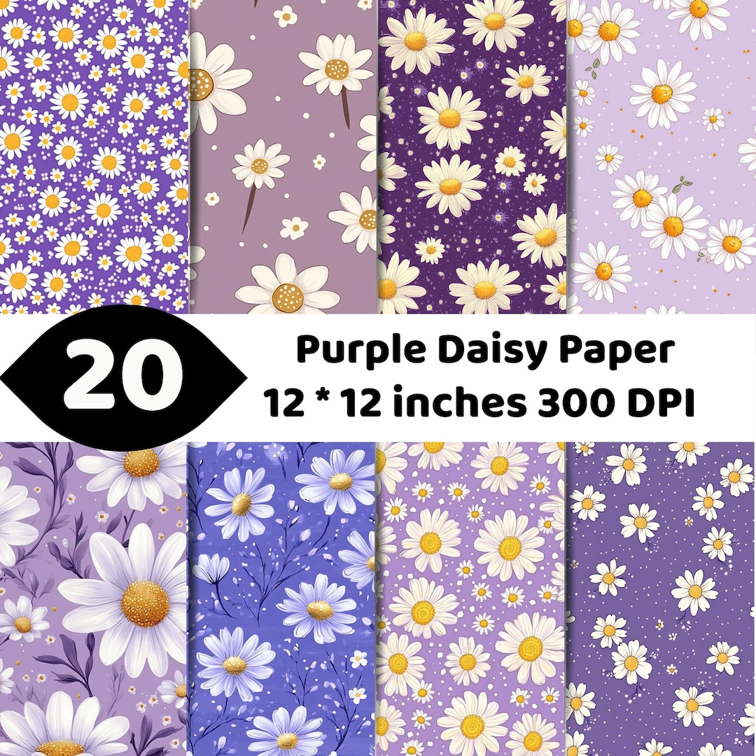 Purple Daisy Seamless Digital Paper | Lavender Floral Pattern | Spring ...