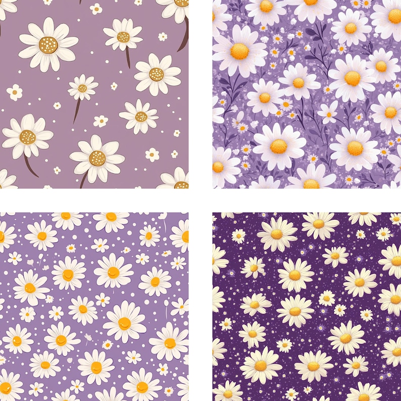 Purple Daisy Seamless Digital Paper | Lavender Floral Pattern | Spring ...