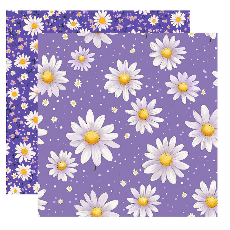 Purple Daisy Seamless Digital Paper | Lavender Floral Pattern | Spring ...