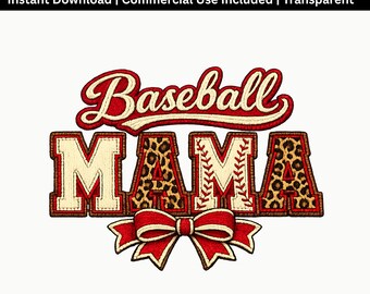 Baseball Mama PNG | Leopard Print Sports Mom Design | Softball Sublimation File | Instant Download