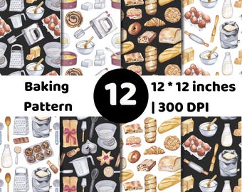 Baking Seamless Pattern | Kitchen Digital Paper | Dessert Scrapbook Backgrounds | Recipe Craft Designs