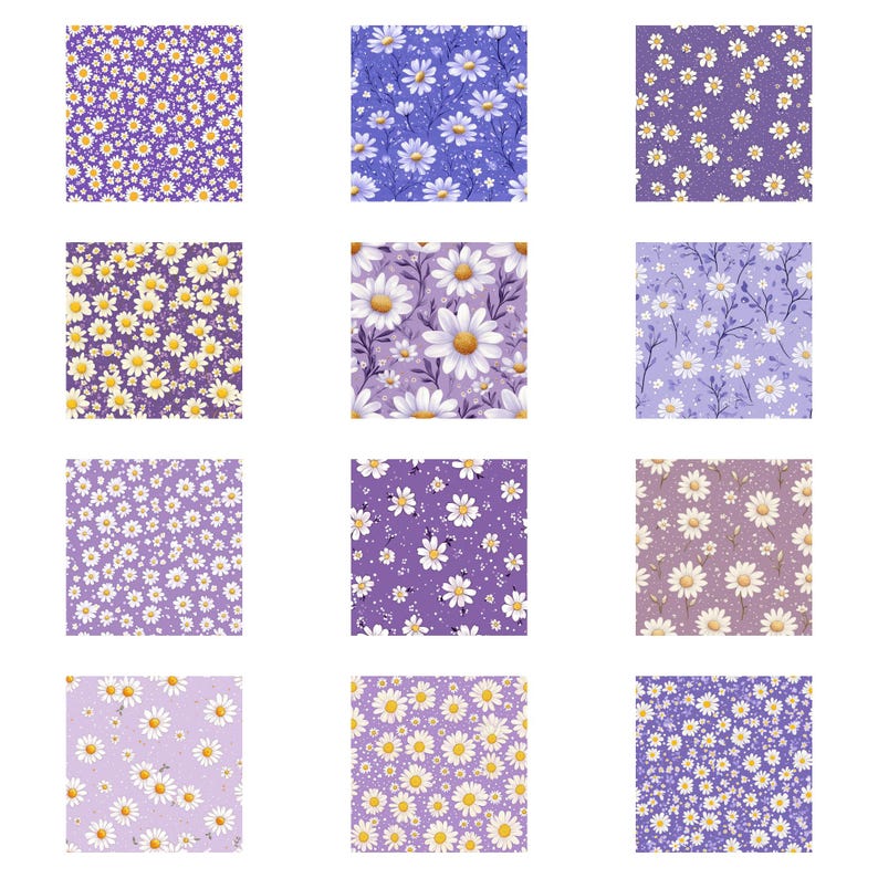 Purple Daisy Seamless Digital Paper | Lavender Floral Pattern | Spring ...