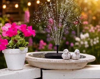 Minifuente solar: bomba de agua solar para baño de pájaros con múltiples boquillas, fuente flotante para estanque de jardín, ideal para decoración de exteriores.