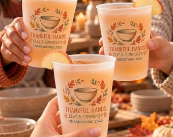 Thanksgiving Pottery Studio Cups, Personalized for Your Studio Gathering