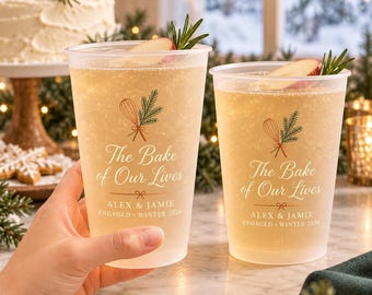 Winter Engagement for Bakers Cups, Personalized Frosted Party Cups