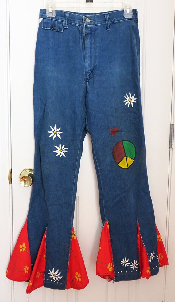 HANDMADE Painted / Stitched 90s FLOWER POWER / Hip