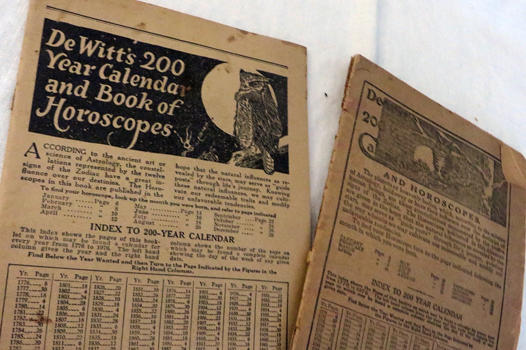 Set of 2 Vintage 1900s RARE Dewitt's 200 Year Calendar Etsy.de