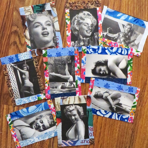 Set of 9 MARILYN MONROE Decorated Trading Cards ~ Private Collection 1993 Gold ~ Bathing Suit ~ Fabric